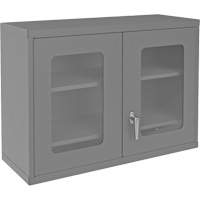 Wall-Mountable Storage Cabinet with Clearview Doors, 26-15/16" H x 35-7/8" W x 13-11/16" D, 2 Shelves, Steel, Grey Pronet Distribution