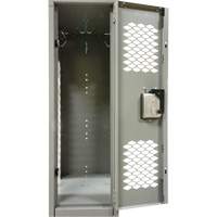 Casiers ventil&eacute;s, 2 niveaux, Bloc de 3, 36" x 18" x 88", Acier, Gris, D&eacute;mont&eacute;, Perfor&eacute; Pronet Distribution