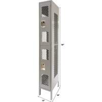 Casiers ventil&eacute;s, 2 niveaux, 12" x 18" x 78", Acier, Gris, D&eacute;mont&eacute;, Perfor&eacute; Pronet Distribution
