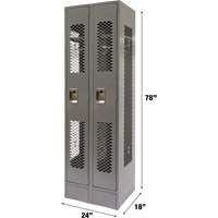 Casiers ventil&eacute;s, Bloc de 2, 24" x 18" x 78", Acier, Gris, D&eacute;mont&eacute;, Perfor&eacute; Pronet Distribution