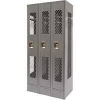 Casiers ventil&eacute;s, Bloc de 3, 36" x 18" x 78", Acier, Gris, D&eacute;mont&eacute;, Perfor&eacute; Pronet Distribution
