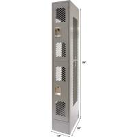 Casiers ventil&eacute;s, 2 niveaux, 12" x 18" x 78", Acier, Gris, D&eacute;mont&eacute;, Perfor&eacute; Pronet Distribution