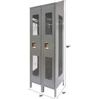 Casiers ventil&eacute;s, Bloc de 2, 24" x 18" x 88", Acier, Gris, D&eacute;mont&eacute;, Perfor&eacute; Pronet Distribution