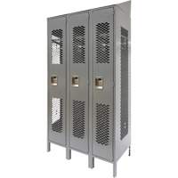 Casiers ventil&eacute;s, Bloc de 3, 36" x 18" x 88", Acier, Gris, D&eacute;mont&eacute;, Perfor&eacute; Pronet Distribution