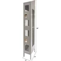 Casiers ventil&eacute;s, 2 niveaux, 12" x 18" x 88", Acier, Gris, D&eacute;mont&eacute;, Perfor&eacute; Pronet Distribution