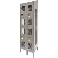 Casiers ventil&eacute;s, 2 niveaux, Bloc de 2, 24" x 18" x 88", Acier, Gris, D&eacute;mont&eacute;, Perfor&eacute; Pronet Distribution