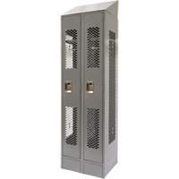 Casiers ventil&eacute;s, Bloc de 2, 24" x 18" x 88", Acier, Gris, D&eacute;mont&eacute;, Perfor&eacute; Pronet Distribution