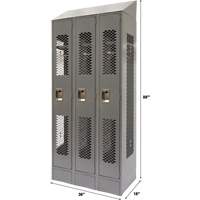 Casiers ventil&eacute;s, Bloc de 3, 36" x 18" x 88", Acier, Gris, D&eacute;mont&eacute;, Perfor&eacute; Pronet Distribution