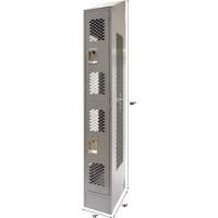 Casiers ventil&eacute;s, 2 niveaux, 12" x 18" x 88", Acier, Gris, D&eacute;mont&eacute;, Perfor&eacute; Pronet Distribution