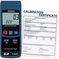 Thermo-an&eacute;mom&egrave;tre avec certificat de calibration, Enregistrement des donn&eacute;es, Gamme de v&eacute;locit&eacute; d'air de 0,4 - 30 m/sec Pronet Distribution