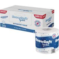 Papier hygi&eacute;nique de premi&egrave;re qualit&eacute; Snow Soft, 2 Pli, 600 Feuilles/Rouleu, Longueur 145', Blanc Pronet Distribution
