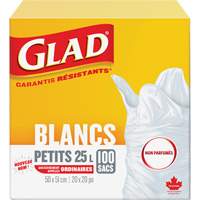 Petits sacs &agrave; ordures 25 L sans parfum, R&eacute;gulier, 20" la x 20" lo, Blanc Pronet Distribution