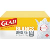 Sacs &agrave; ordures hauts 45 L sans parfum, R&eacute;gulier, 24" la x 28" lo, Blanc Pronet Distribution
