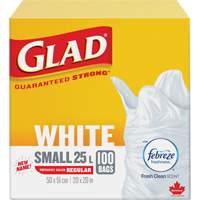 Small 25L Febreze Garbage Bags, Regular, 20" W x 20" L, White Pronet Distribution