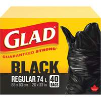 74L Garbage Bags, Regular, 26" W x 33" L, Black Pronet Distribution