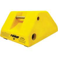 255 Ton Large Equipment Wheel Chock with Handle & Hole, Urethane, Yellow Pronet Distribution