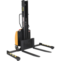 Narrow Mast Powered Lift Stacker, Electric Operated, 1500 lbs. Capacity, 63" Max Lift Pronet Distribution