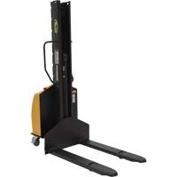 Narrow Mast Powered Lift Stacker, Electric Operated, 1000 lbs. Capacity, 63" Max Lift Pronet Distribution