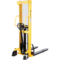 Manual Hydraulic Stacker, Hand Pump Operated, 2000 lbs. Capacity, 63" Max Lift Pronet Distribution