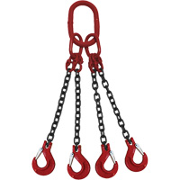 Chain Sling, Grade 80 Chain, Quadruple Legs, Oblong & Slip Hooks, 9/32" x 5' Pronet Distribution