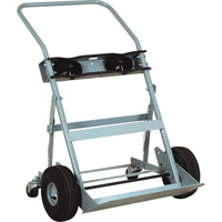 Four-Wheel Cylinder Hand Trucks, Pneumatic Wheels, 28" W x 6" L Base, 1000 lbs. Pronet Distribution