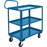 Chariot ergonomique &agrave; tablettes, 800 lb Capacit&eacute;, Acier, 26" la x 37" ha x 38" p, Bordure vers le haut Pronet Distribution