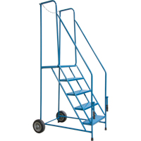 Escabeau roulant avec rails pour acc&egrave;s &agrave; une remorque, 4 marches, Largeur de la marche 22", Hauteur de la plateforme 37", Acier Pronet Distribution