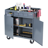 Poste de travail &agrave; deux c&ocirc;t&eacute;s mobile et robuste, 1200 lb Capacit&eacute;, Acier, 34" x la, 34" x ha, 24" p, Enti&egrave;rement soud&eacute;, 6 tirroirs Pronet Distribution