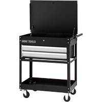 Utility Cart, 2 Drawers, 30-1/4" L x 19" W x 35-3/4" H, Black Pronet Distribution