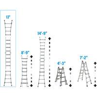 Telescoping Multi-Position Ladder, Aluminum, 300 lbs., CSA Grade 1A Pronet Distribution