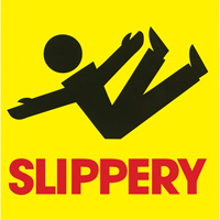 "Slippery" Traffic Cone Message Label, Adhesive, English with Pictogram Pronet Distribution