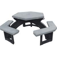 Tables de pique-nique hexagonales en plastique recycl&eacute;, 78" lo x 78" la, Gris Pronet Distribution
