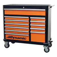 Roller Tool Cabinet, 12 Drawers, 42" W x 18" D x 41" H, Black/Orange Pronet Distribution