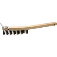 Brosse de nettoyage avec racloir, Acier, 3 x 19 rangs de fils, Longueur 13" Pronet Distribution