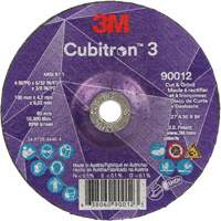 Cubitron 3 Cut and Grind Wheel, 4" x 5/32", 3/8" Arbor, Type 27, 36 Grit, Ceramic Pronet Distribution