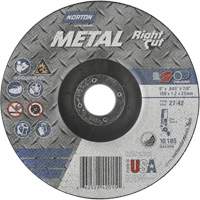 Meule &agrave; tronçonner m&eacute;tallique pour coupe &agrave; angle droit RightCut, 6" x 0,045", Arbre de 7/8", Type 27/42, Oxyde d'aluminium, 10190 Tr/min Pronet Distribution