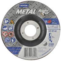 Meule &agrave; tronçonner m&eacute;tallique pour coupe &agrave; angle droit RightCut, 4-1/2" x 0,045", Arbre de 7/8", Type 27, Oxyde d'aluminium, 13580 Tr/min Pronet Distribution