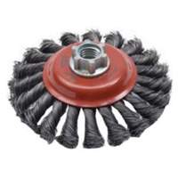 Brosse concave &agrave; fils nou&eacute;s torsad&eacute;s, Dia. 4", Fils 0,02", Arbre 5/8"-11, Acier Pronet Distribution