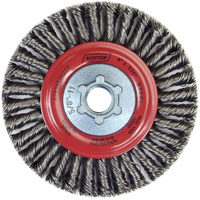 Brosse &agrave; fils nou&eacute;s pour cordons de soudure pour meuleuse angulaire, Dia. 4", Fils 0,02", Arbre 5/8"-11, Acier Pronet Distribution