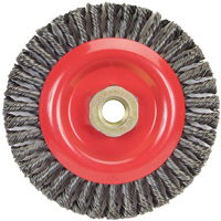 Brosse &agrave; fils nou&eacute;s pour cordons de soudure pour meuleuse angulaire, Dia. 5", Fils 0,02", Arbre 5/8"-11, Acier Pronet Distribution