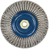 Brosse &agrave; fils nou&eacute;s pour cordons de soudure pour meuleuse angulaire, Dia. 6", Fils 0,02", Arbre 5/8"-11, Acier inoxydable Pronet Distribution