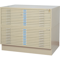 Steel Plan Files, 10 Drawers, 46-3/8" W x 35-3/8" D x 16-1/2" H Pronet Distribution