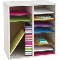 Casier &agrave; compartiments r&eacute;glable pour documentation, Stationnaire, 16 fentes, Bois, 19-1/2" la x 11-3/4" p x 21" h Pronet Distribution