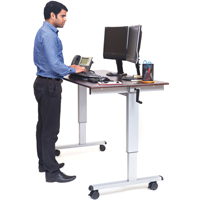 Adjustable Stand-Up Workstations, Stand-Alone Desk, 48-1/2" H x 59" W x 29-1/2" D, Walnut Pronet Distribution