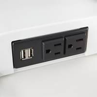 Soar Sit/Stand Electric Desk with Dual Monitor Arm, Desktop Unit, 37-1/4" H x 27-3/4" W x 22" D, White Pronet Distribution