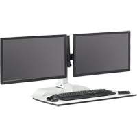 Soar Sit/Stand Electric Desk with Dual Monitor Arm, Desktop Unit, 37-1/4" H x 27-3/4" W x 22" D, White Pronet Distribution