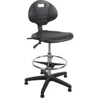 Tabouret robuste et ergonomique, Stationnaire, Ajustable, 39” - 48”, Polyur&eacute;thane Si&egrave;ge, Noir Pronet Distribution