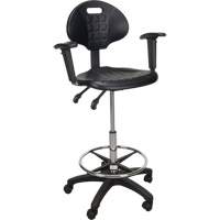 Tabouret ergonomique robuste avec accoudoirs r&eacute;glables et roulettes en nylon, Mobile, Ajustable Hauteur, Capacit&eacute; 250 lb Pronet Distribution