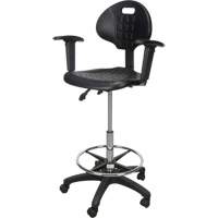 Tabouret ergonomique robuste avec accoudoirs r&eacute;glables et roulettes en nylon, Mobile, Ajustable Hauteur, Capacit&eacute; 250 lb Pronet Distribution