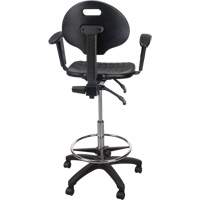 Tabouret ergonomique robuste avec accoudoirs r&eacute;glables et roulettes en nylon, Mobile, Ajustable Hauteur, Capacit&eacute; 250 lb Pronet Distribution